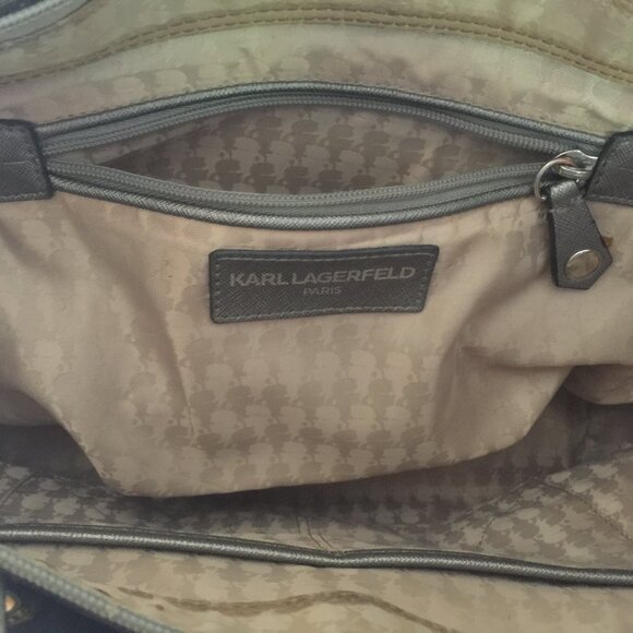 KARL LAGERFIELD PARIS SILVER SHOULDER BAG- NWOT - Picture 3 of 4